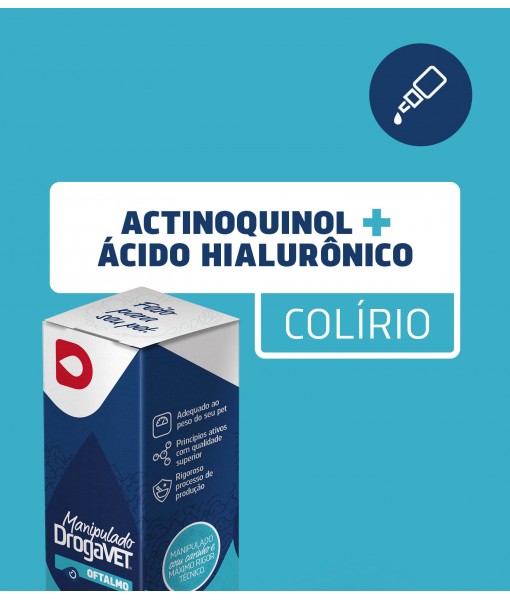 Colírios Actinoquinol + Ácido Hialurônico ou com Ác. Hialurônico reticulado  X-HA